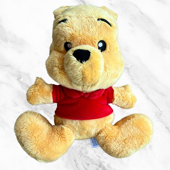 Disney Big Feet Winnie the Pooh 10" Plush Stuffed Toy Bear Embroidered Eyes Soft - Picture 1 of 4